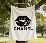 Chanel Lips Print Flannel Sofa Throw Blanket IMG_6742